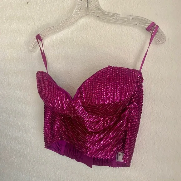 Retrofete Pink Beaded Bustier Top Size M - Picture 15 of 16